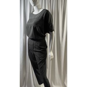 Ann Taylor LOFT Short Sleeves Jumpsuit Charcoal Gray 8 Minimalist 74-26